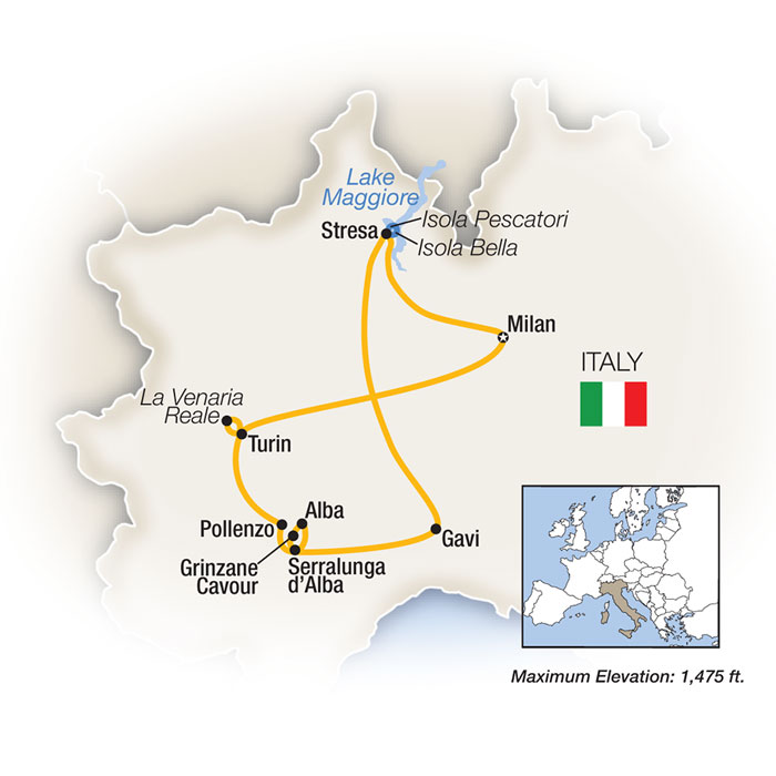 Piedmont Italy Escorted Tour Map