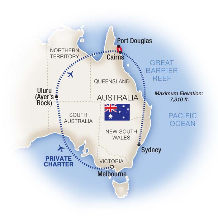 Spotlight on Australia Escorted Tour Map