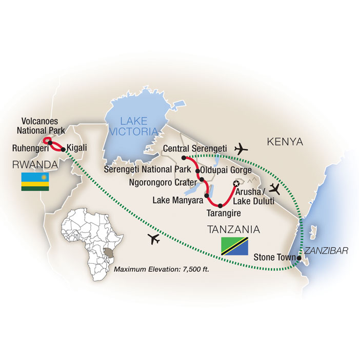 Tanzania Zanzibar Rwanda Map