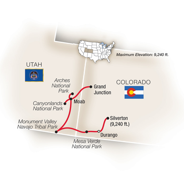 Western Horizons: Mesa Verde to Moab Map