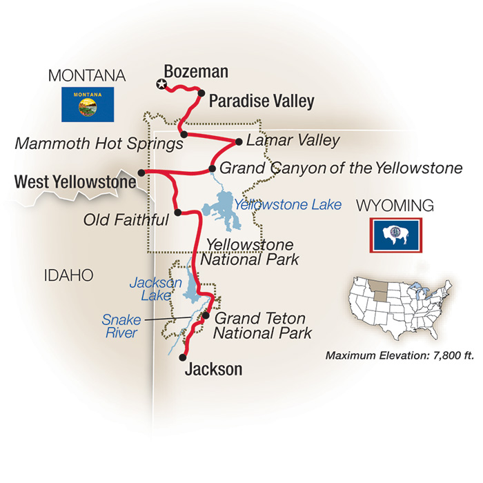 Paradise Valley, Yellowstone & the Tetons Map